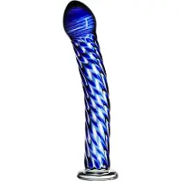 Icicles No. 29 - glazen dildo - spiraalvorm - blauw