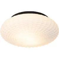 QAZQA Klassieke plafondlamp zwart met opaal glas 35 cm IP44 - Nohmi