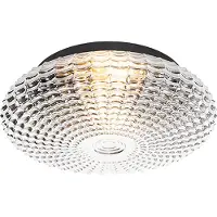 QAZQA Klassieke plafondlamp zwart met smoke glas 35 cm IP44 - Nohmi