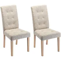 Vente-unique Set van 2 stoelen VILLOSA - Stof & houten poten - Beige