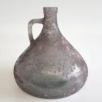 J-Line vaas / fles met handvat - Paars / grijs / wit - ø 17,5 x 18 cm hoog.