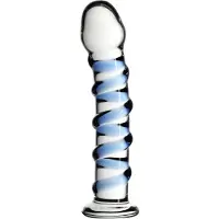 Icicles No. 5 - glazen dildo - spiraal - transparant/blauw