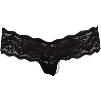 Cottelli - String slip - Kant met kralen - Zwart - XL
