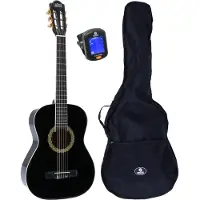 Lapaz 002 BK klassieke gitaar 3/4-formaat zwart + gigbag + stemapparaat