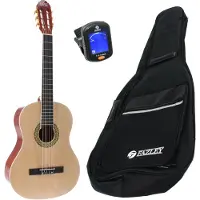 Lapaz 002 NT klassieke gitaar 4/4-formaat naturel + gigbag + stemapparaat