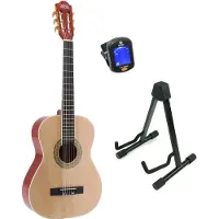 Lapaz 002 NT klassieke gitaar 3/4-formaat naturel + statief + tuner
