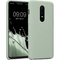 Kwmobile telefoonhoesje geschikt voor OnePlus 6 - Hoesje met siliconen coating - Smartphone case in grijsgroen