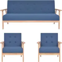 vidaXL 3-delig Bankstel stof blauw