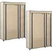 vidaXL Kledingkasten opvouwbaar 2 st 110x45x175 cm stof crème