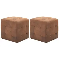 vidaXL Nachtkastjes 2 st 30x30x30 cm kunstsuède bruin