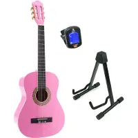 Lapaz 002 PI klassieke gitaar 3/4-formaat roze + statief + stemapparaat