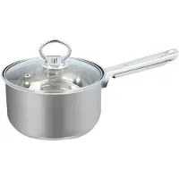 Alpina Steelpan/sauspan met deksel van glas - Alle kookplaten geschikt - zilver - D16 x H9 cm - rvs - Steelpannen