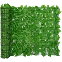 vidaXL Balkonscherm met groene bladeren 400x100 cm