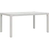 vidaXL Tuintafel 150x90x75 cm gehard glas en poly rattan wit