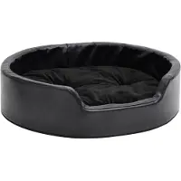 vidaXL Hondenmand 69x59x19 cm pluche en kunstleer zwart