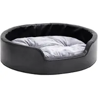 vidaXL Hondenmand 69x59x19 cm pluche en kunstleer zwart en grijs