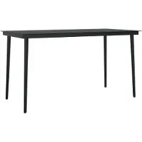 vidaXL Tuintafel 140x70x74 cm staal en glas zwart