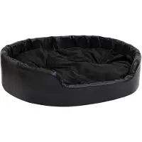 vidaXL Hondenmand 99x89x21 cm pluche en kunstleer zwart