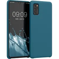 Kwmobile telefoonhoesje geschikt voor Samsung Galaxy A41 - Hoesje met siliconen coating - Smartphone case in mat petrol