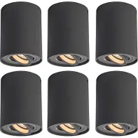 QAZQA Set van 6 spots donkergrijs draai- en kantelbaar - Rondoo up