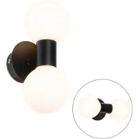 QAZQA Moderne wandlamp zwart IP44 2-lichts - Cederic