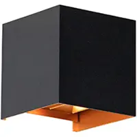 QAZQA Buiten wandlamp zwart met goud incl. LED 2-lichts IP54 - Edwin