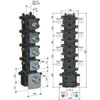 Hotbath Thermostaat gal high flow met 4 stopkranen mat zwart