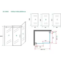 Wiesbaden Block Uni douchecabine 140x100x200cm chroom profiel 8mm dik glas NANO coating