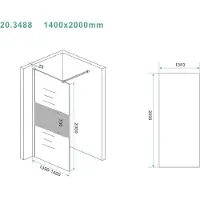 Wiesbaden Slim glasplaat 1400 x 2000 x 8 mm nano helder glas met melkglas middenband