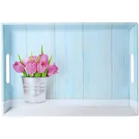 Kesper Diep Dienblad Rechthoekig - Tulpen Print - Design koffie / Thee dienblad - Dienblad met handvatten - Melamine - 50 x 35 x 4.5 Cm