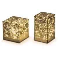 DistinQ LED kubus - sfeerverlichting - spiegelglas met infinity effect – 25 LED - kerstverlichting - lampen 15x15x15cm