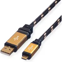 Roline GOLD USB 2.0 Kabel, USB A Male - Micro USB B Male, 0,8 m