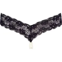 Cottelli - string met dubbele parels - kant - zwart - L