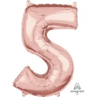 Anagram Ballon Foil Goud Roze Cijfer 5 - 66cm