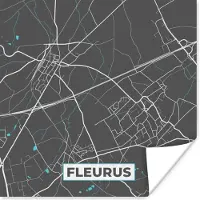 PosterMonkey Poster België – Fleurus – Stadskaart – Kaart – Blauw – Plattegrond - 50x50 cm