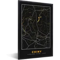 PosterMonkey Fotolijst incl. Poster - Chiny - Kaart - Goud - Plattegrond - Stadskaart - 20x30 cm - Posterlijst