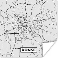 PosterMonkey Poster Zwart Wit – België – Plattegrond – Stadskaart – Kaart – Ronse - 30x30 cm