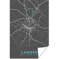 PosterMonkey Poster Stadskaart – Grijs - Kaart – Landen – België – Plattegrond - 80x120 cm