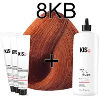 Kis KeraCream Color - 100ml - Haarverf Set - 8KB Licht koper blond | - (3 x haarverf & 1L waterstofperoxide)