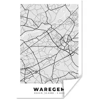 PosterMonkey Poster België – Waregem – Stadskaart – Kaart – Zwart Wit – Plattegrond - 120x180 cm XXL
