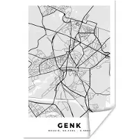 PosterMonkey Poster België – Genk – Stadskaart – Kaart – Zwart Wit – Plattegrond - 60x90 cm
