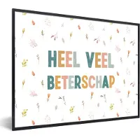 PosterMonkey Fotolijst incl. Poster - Beterschap - Spreuken - Bloem - Pastel - 80x60 cm - Posterlijst