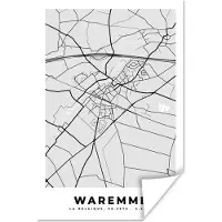 PosterMonkey Poster Stadskaart – Zwart Wit - Kaart – Waremme – België – Plattegrond - 80x120 cm