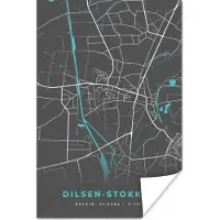 PosterMonkey Poster Stadskaart – Grijs - Kaart – Dilsen Stokkem – België – Plattegrond - 40x60 cm