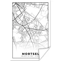 PosterMonkey Poster Zwart Wit – België – Plattegrond – Stadskaart – Kaart – Mortsel - 60x90 cm