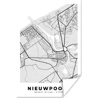 PosterMonkey Poster België – Nieuwpoort – Stadskaart – Kaart – Zwart Wit – Plattegrond - 80x120 cm