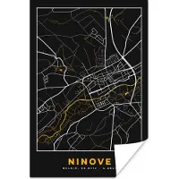 PosterMonkey Poster Plattegrond - Ninove - Stadskaart - Goud - Kaart - 120x180 cm XXL