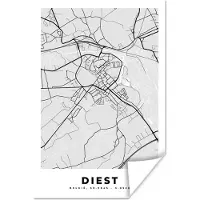 PosterMonkey Poster Plattegrond – Diest – Zwart Wit – Stadskaart - Kaart - 120x180 cm XXL