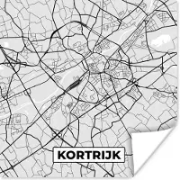 PosterMonkey Poster Zwart Wit – België – Plattegrond – Stadskaart – Kaart – Kortrijk - 75x75 cm