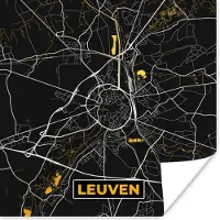 PosterMonkey Poster Leuven - Goud - Stadskaart - Plattegrond - Kaart - 30x30 cm